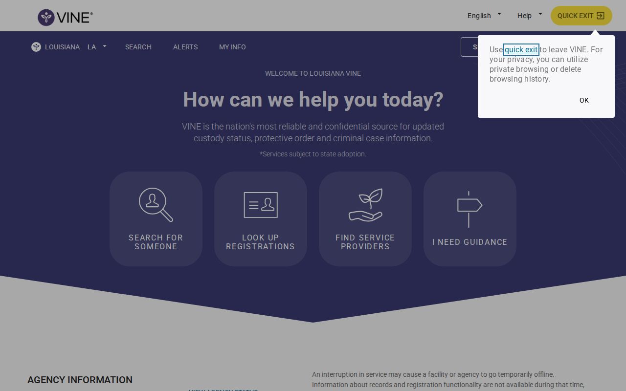 Claiborne Parish arrest history Louisiana VINE lookup