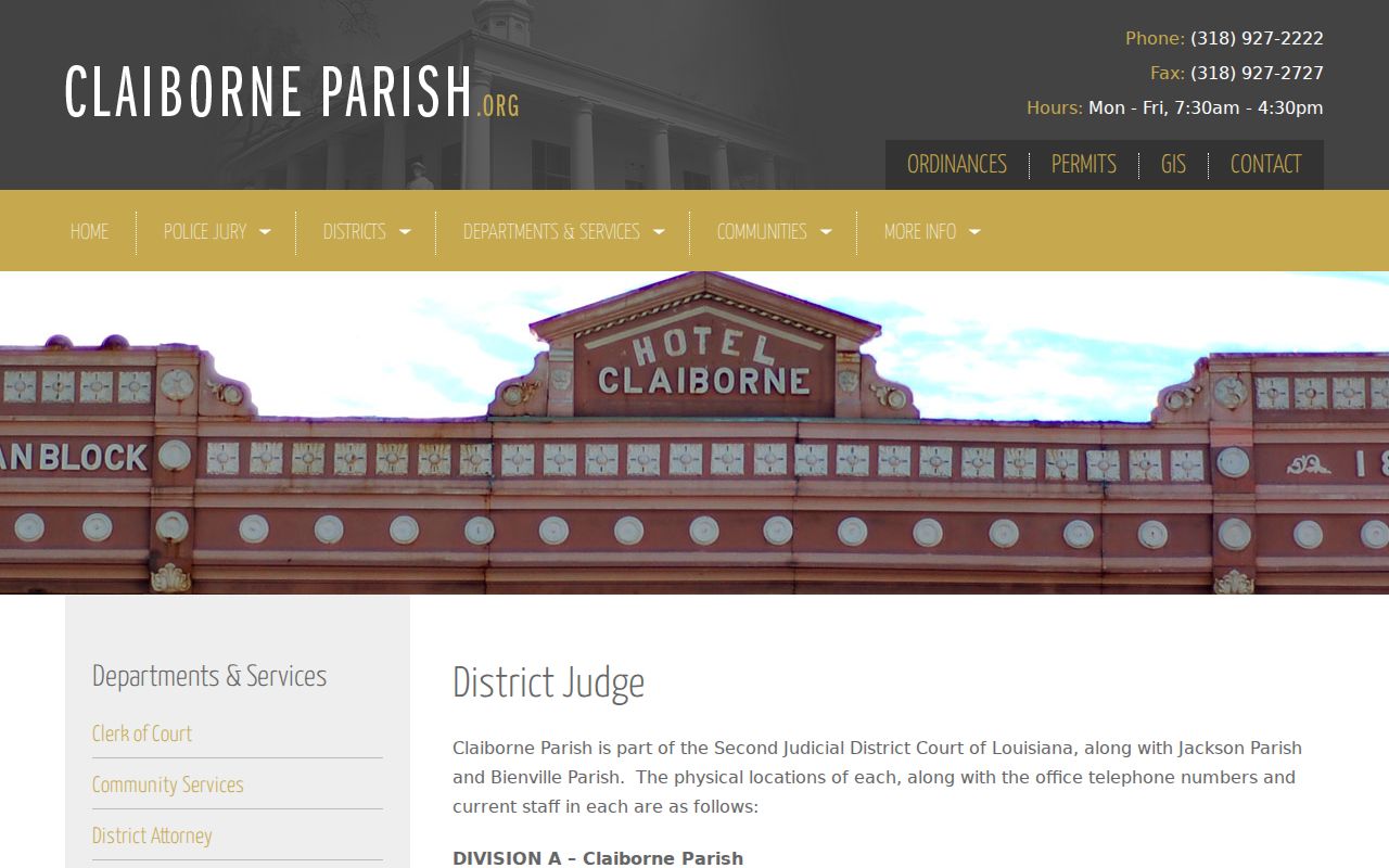 Claiborne Parish criminal court cases district judges directory