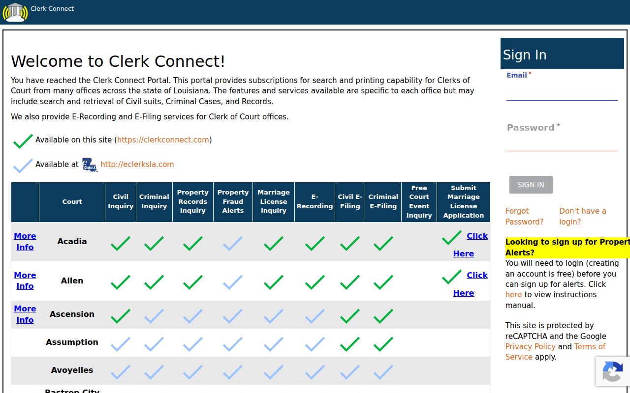 Claiborne Parish criminal court cases ClerkConnect access