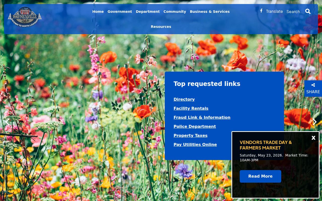 Official Town of Haynesville homepage for municipal record contacts