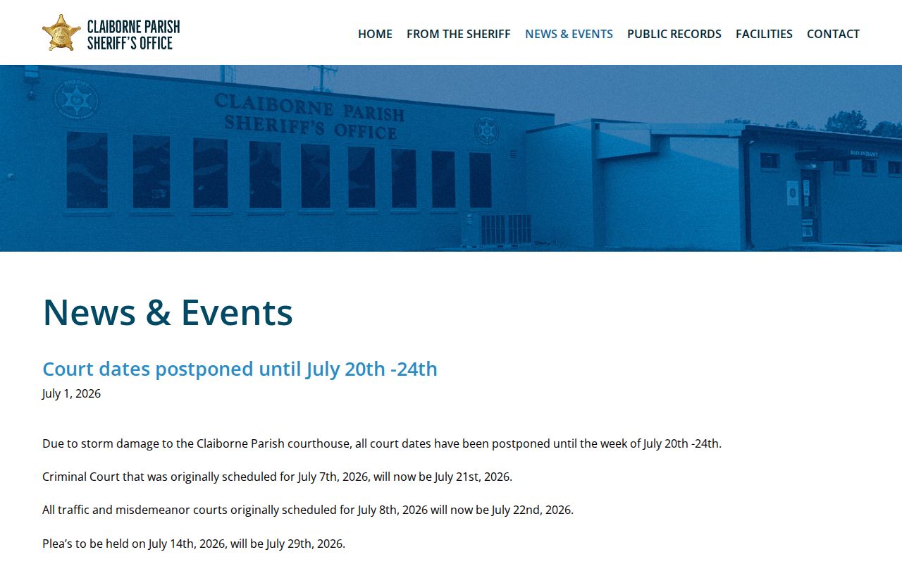 Claiborne Parish Sheriff news and events page