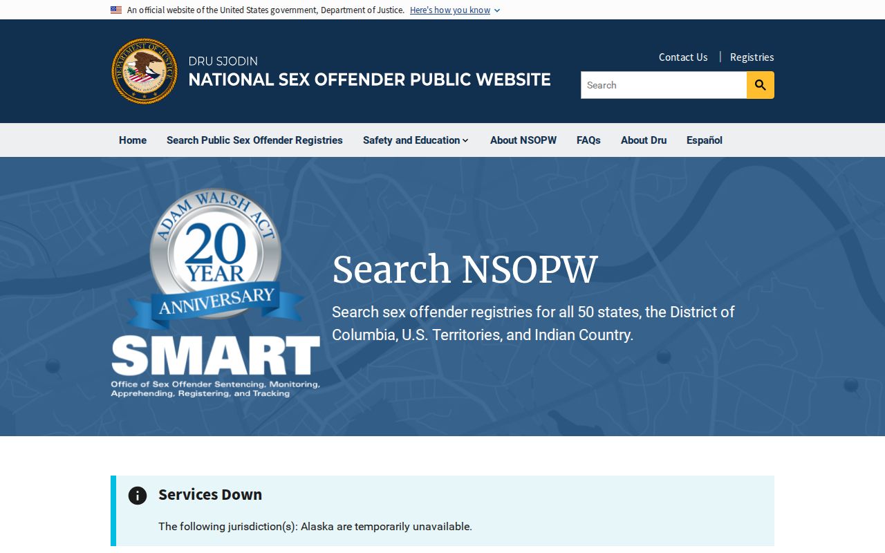 National Sex Offender Public Website search service